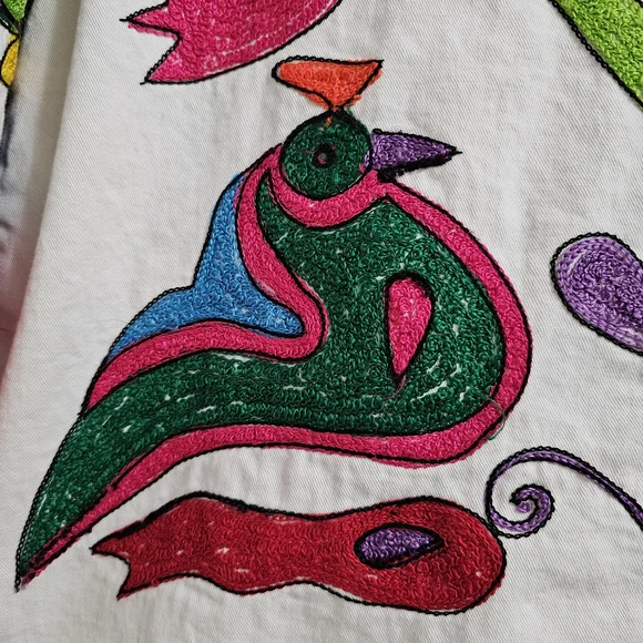 Vintage S Collection DenimJacket Heavily Embroidered Birds Floral FolkArt Medium - Picture 6 of 8